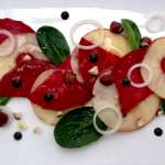 Carpaccio de betterave et pomme aux noisettes